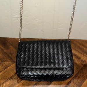 Small Black Purse with Silver Chain Strap